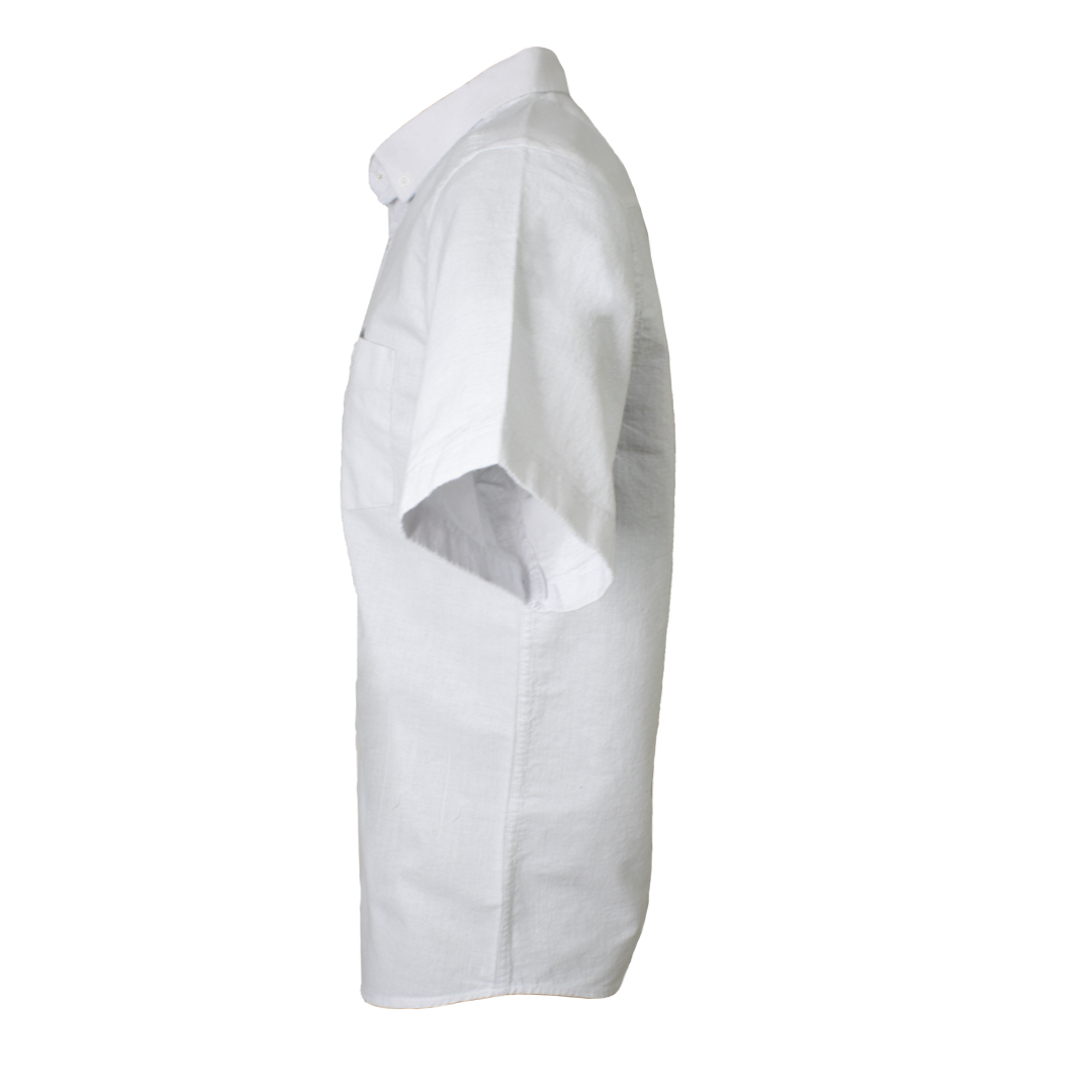 پیراهن آستین کوتاه مردانه مدل پارچه کنفی رنگ سفید