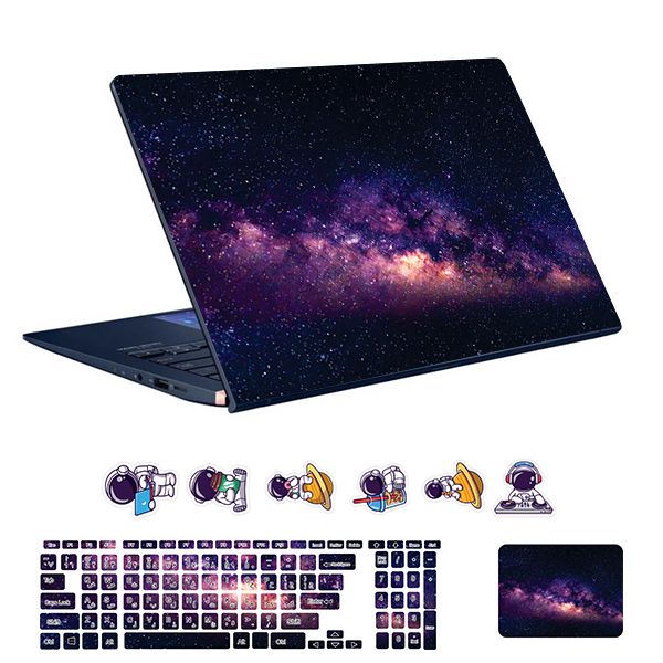 استیکر لپ تاپ توییجین و موییجین طرح Space  کد 160 مناسب برای لپ تاپ 15.6 اینچ به همراه برچسب حروف فارسی کیبورد