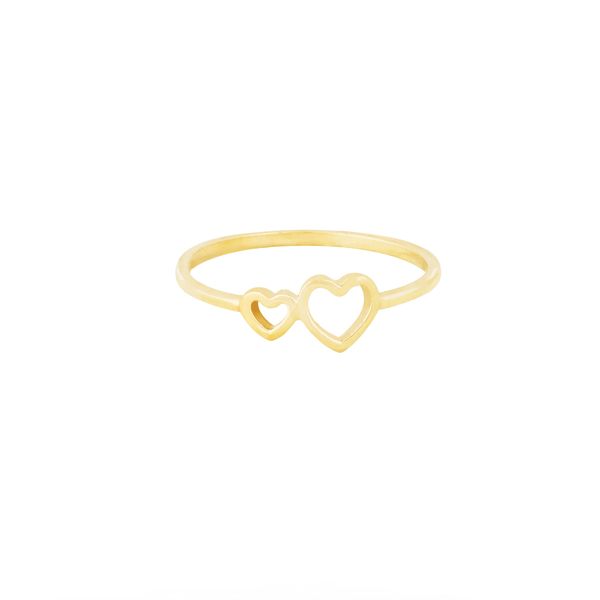 انگشتر طلا 18 عیار زنانه طلا و جواهر درریس مدل دوقلب توخالی