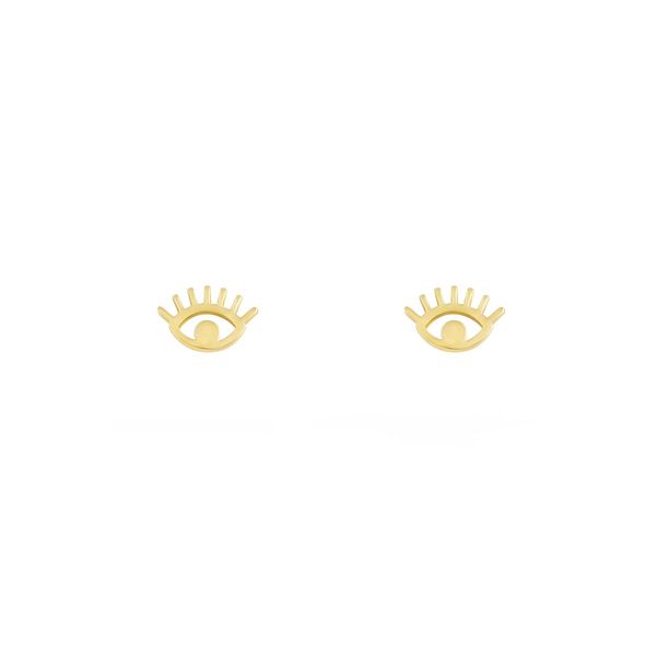 گوشواره طلا 18 عیار زنانه طلا و جواهر درریس مدل چشم‌مژه دار 