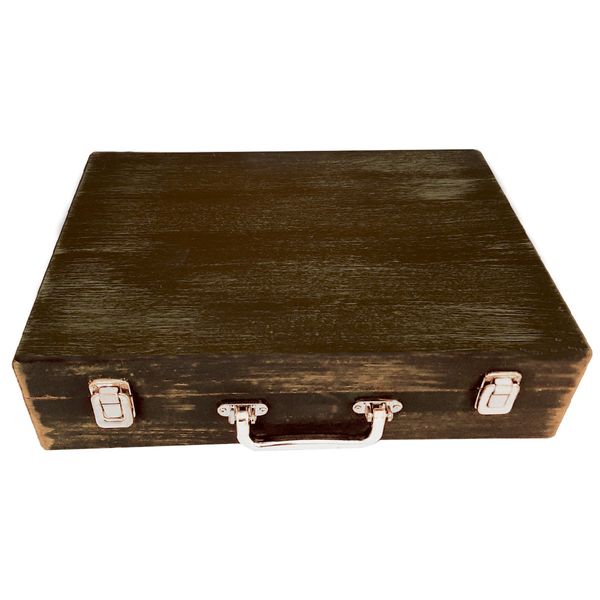 جعبه هدیه چوبی مدل چمدان طرح پتینه کد WSL635