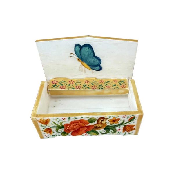 جعبه جواهرات استخوانی طرح گل و مرغ کد B 324