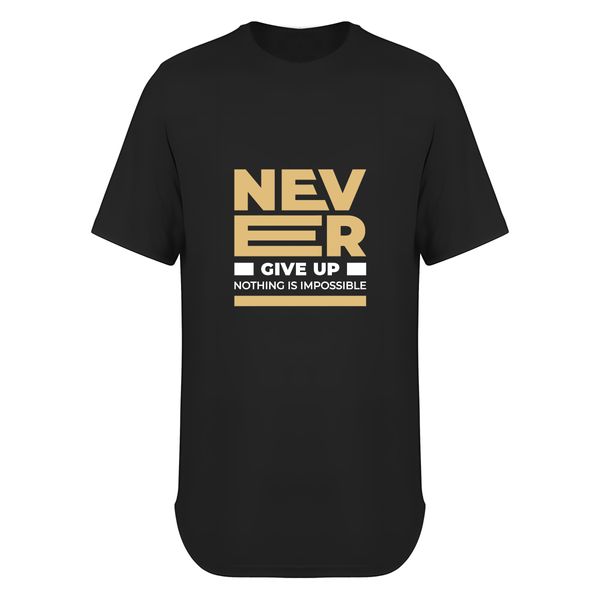 تی شرت لانگ آستین کوتاه مردانه مدل Never Give Up کد T034