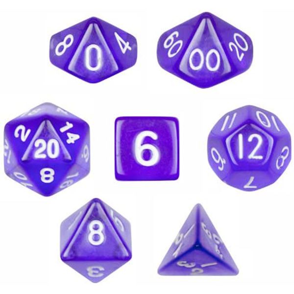 تاس بازی ویز دایس مدل Translucent Purple مجموعه 7 عددی