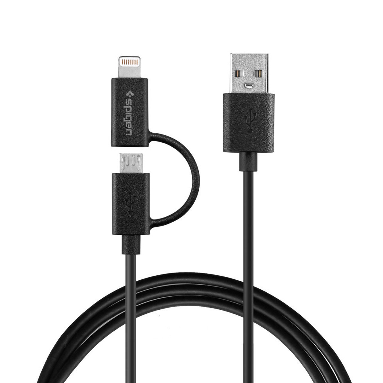 کابل تبدیل USB به microUSB/لایتنینگ اسپیگن مدل C21 Dual طول 1.5 متر