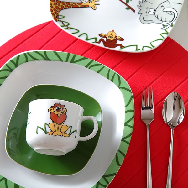 سرویس غذاخوری 5 پارچه کودک چینی زرین سری کواترو مدل جنگل درجه عالی