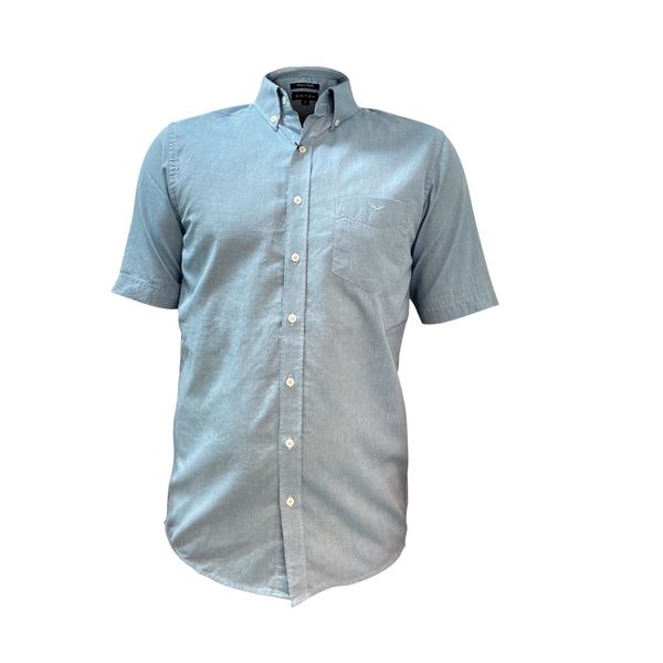 پیراهن آستین کوتاه مردانه اگزیت مدل ساده رنگ آبی روشن