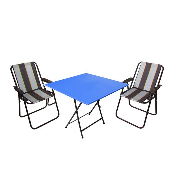 میز و صندلی تاشو سفری میزیمو مدل ساحلی کد 2628 مجموعه 3 عددی