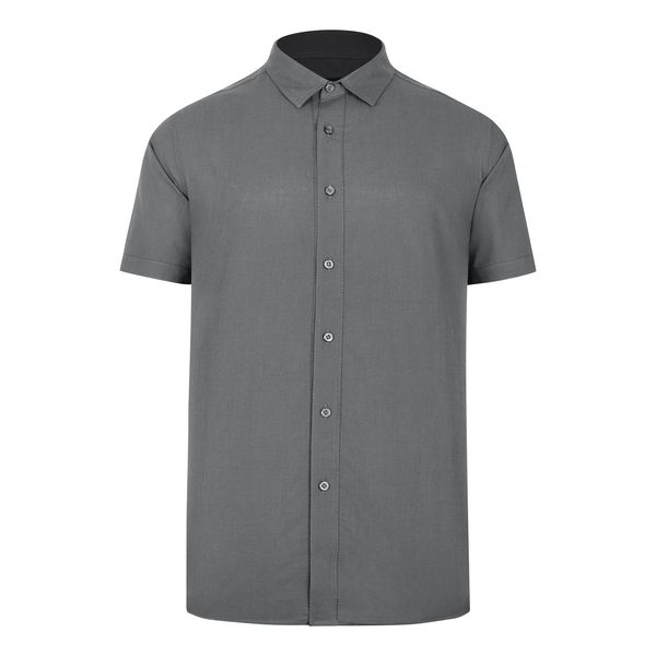 پیراهن آستین کوتاه مردانه باینت مدل 779-3 لینن رنگ طوسی