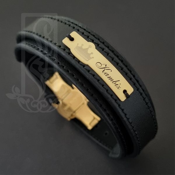 دستبند طلا 18 عیار مردانه لیردا مدل اسم کامبیز کد 823