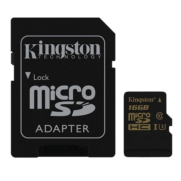 کارت حافظه MicroSDHC کینگستون مدل Gold کلاس 10 استانداد UHS-I U3 سرعت 90 MB/s همراه با آداپتور SD ظرفیت 16 گیگابایت