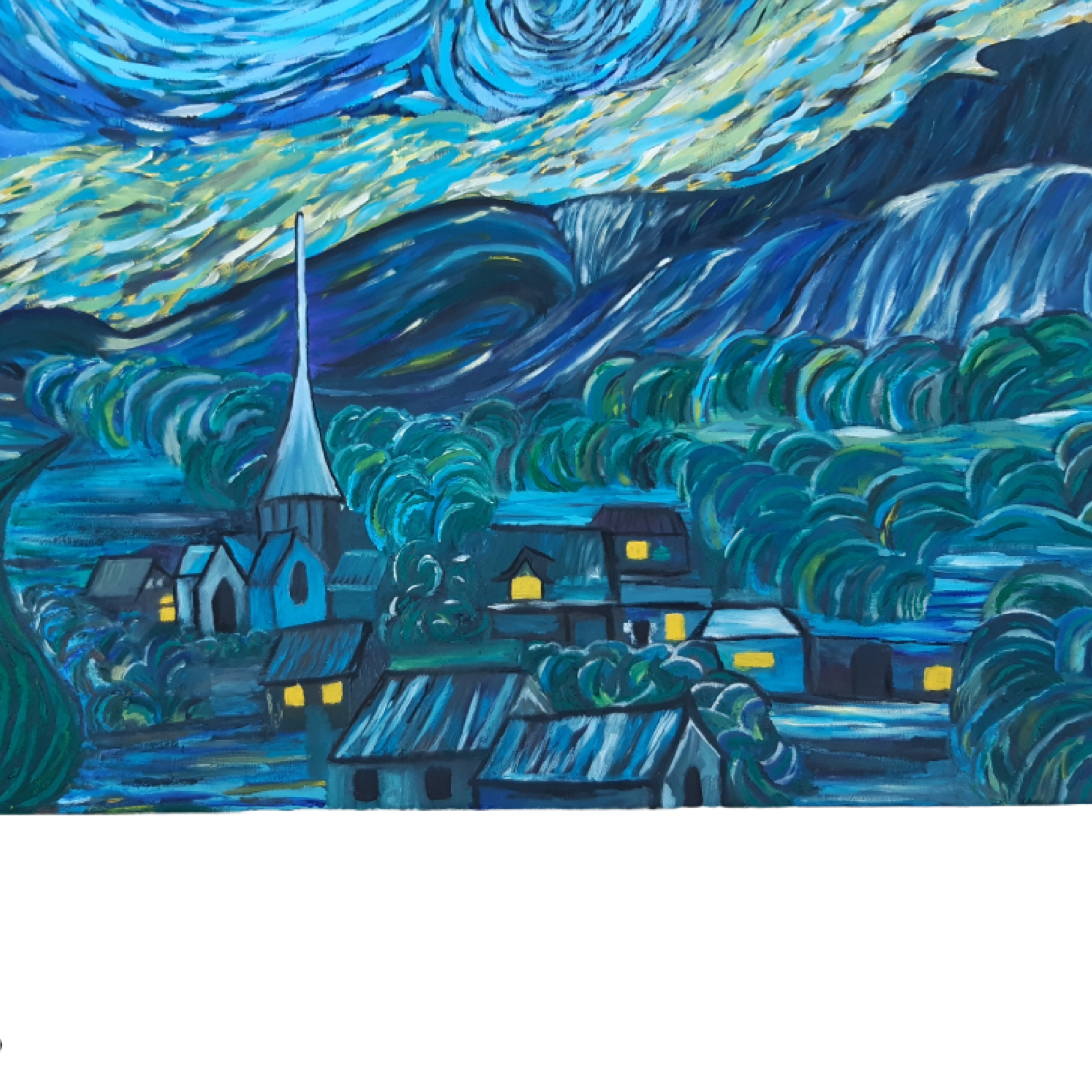 تابلو نقاشی رنگ روغن طرح شب پر ستاره ونسان ون گوگ کد 12