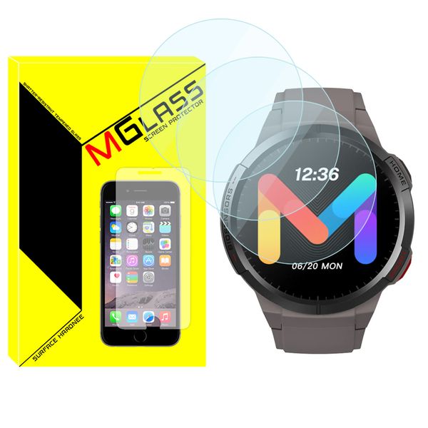 محافظ صفحه نمایش شیشه‌ای ام‌گلس مدل Glass-MG مناسب برای ساعت هوشمند میبرو GS بسته سه عددی