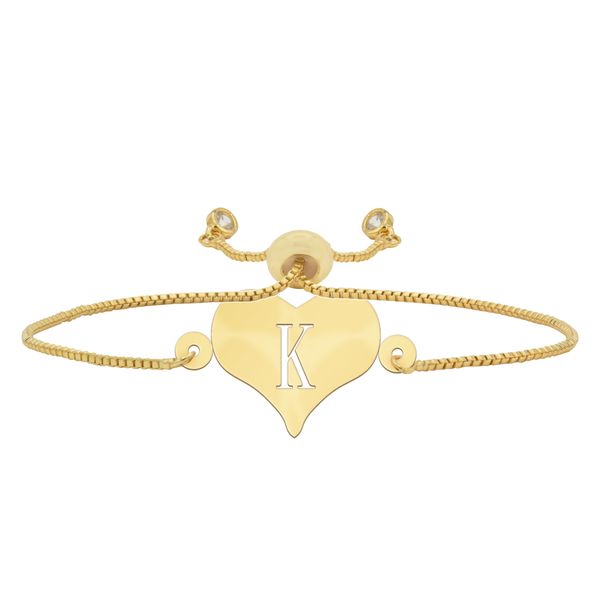 دستبند طلا 18 عیار زنانه شمیم گلد گالری مدل قلب با حرف DT85 K