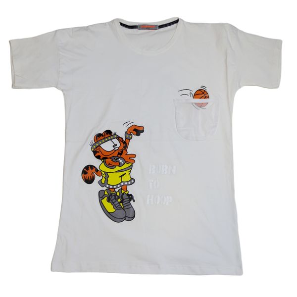 تی شرت لانگ آستین کوتاه دخترانه مدل Garfield 02