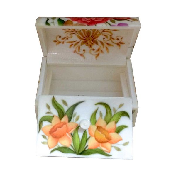 جعبه جواهرات استخوانی طرح گل و مرغ کد B 280