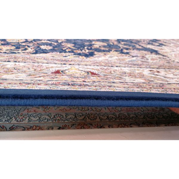 فرش ماشینی زمرد مشهد مدل 45001 زمینه آبی 