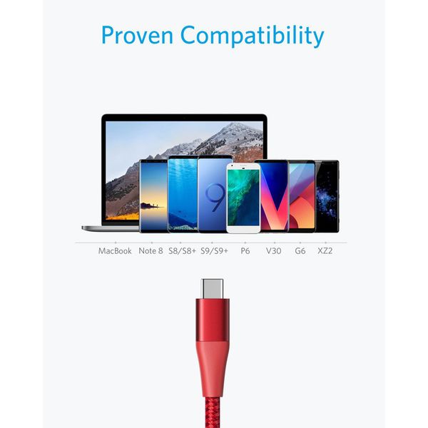 کابل تبدیل USB به USB-C انکر مدل PowerLine Plus II طول 0.9 متر