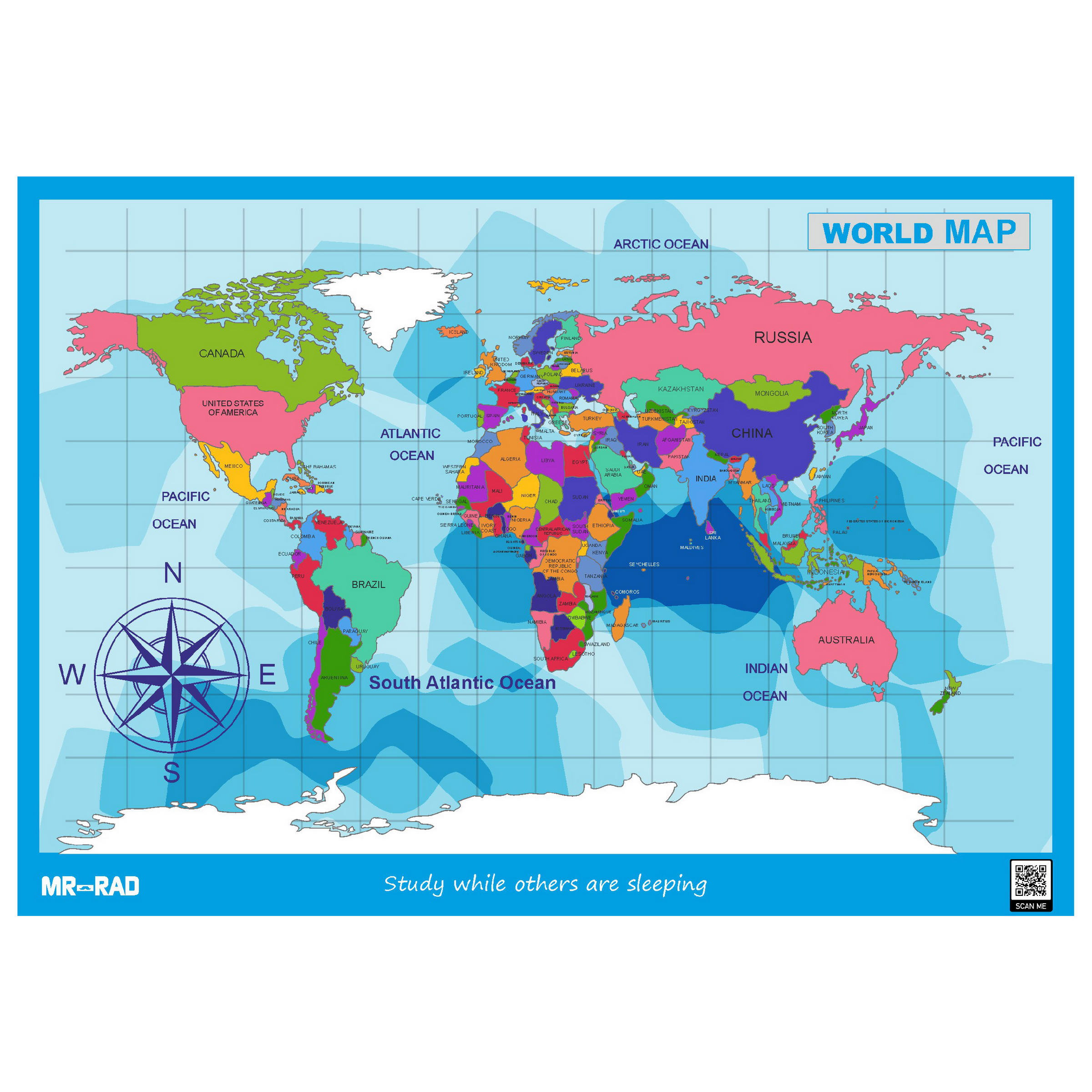  پوستر آموزشی مستر راد طرح نقشه جهان مدل map10070