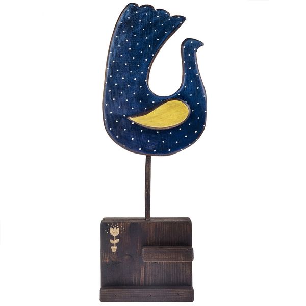 تابلو چوبی گالری ویلو وود مدل پایه دار طرح پرنده آبی