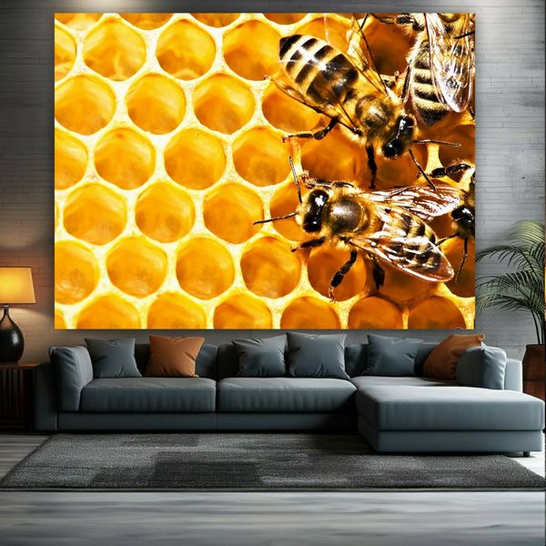 تابلو بوم طرح زنبور عسل کد BK1667