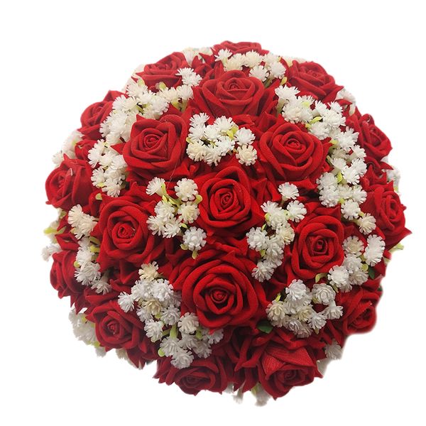 دسته گل مصنوعی مدل رز و شکوفه عروس loomik2347