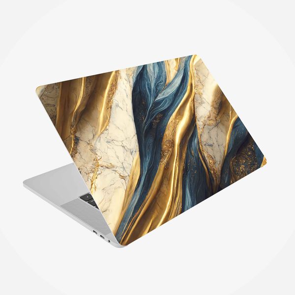 استیکر لپ تاپ هاماگراف طرح wavy gold مناسب برای لپ تاپ 15.6 اینچ