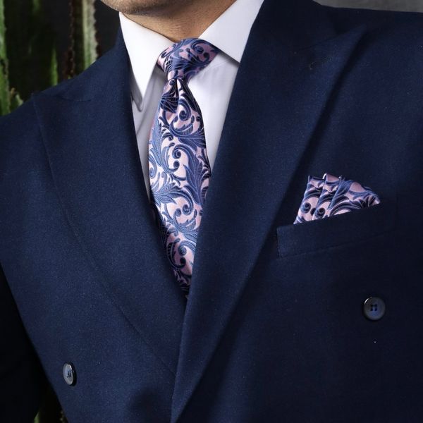 ست کراوات و دستمال جیب مردانه نسن مدل TM7