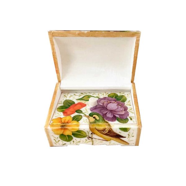 جعبه جواهرات استخوانی طرح گل و مرغ کد B 326