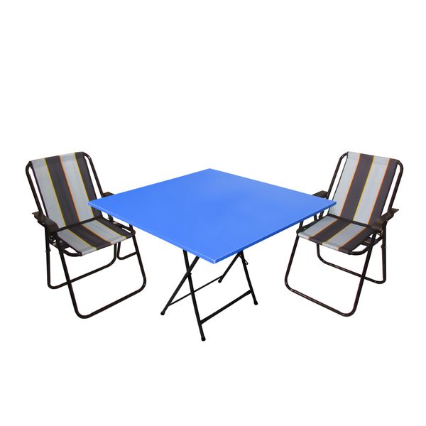میز و صندلی تاشو سفری میزیمو مدل ساحلی کد 2828 مجموعه 3 عددی