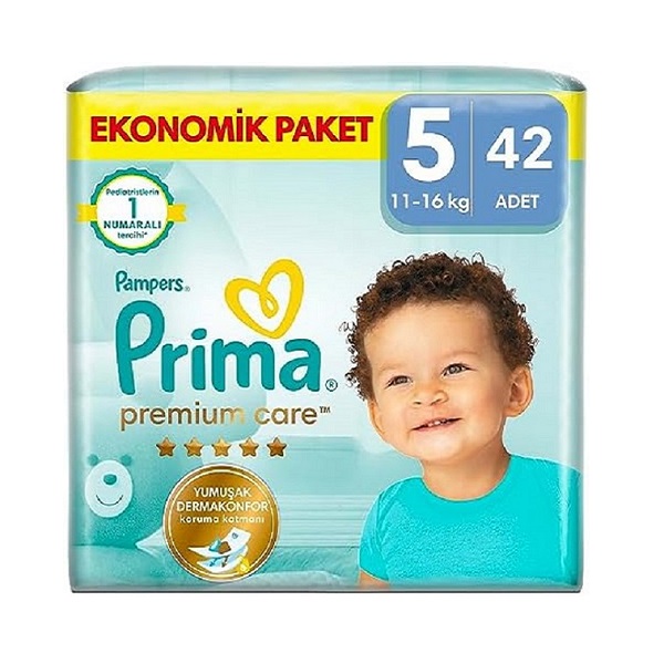پوشک کودک پریما مدل premium care  سایز 5 بسته 42 عددی