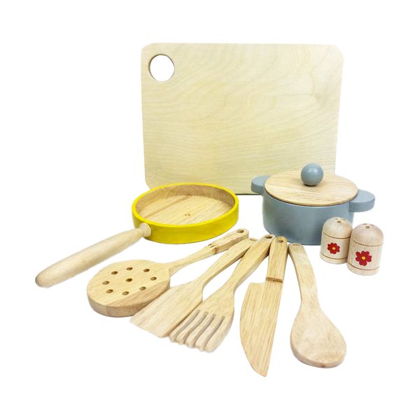 ست اسباب بازی نیمو چوبک آشپزخانه مدل چوبی مجموعه 10 عددی