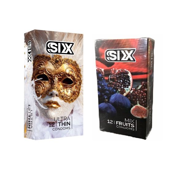 کاندوم سیکس مدل Ultra Thin بسته 12 عددی به همراه کاندوم سیکس مدل Mix Fruits بسته 12 عددی