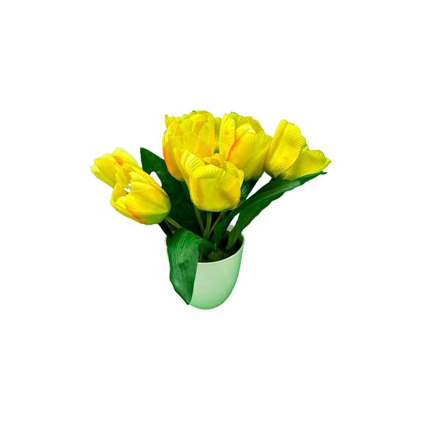 گلدان به همراه گل مصنوعی طرح لاله مدل 80