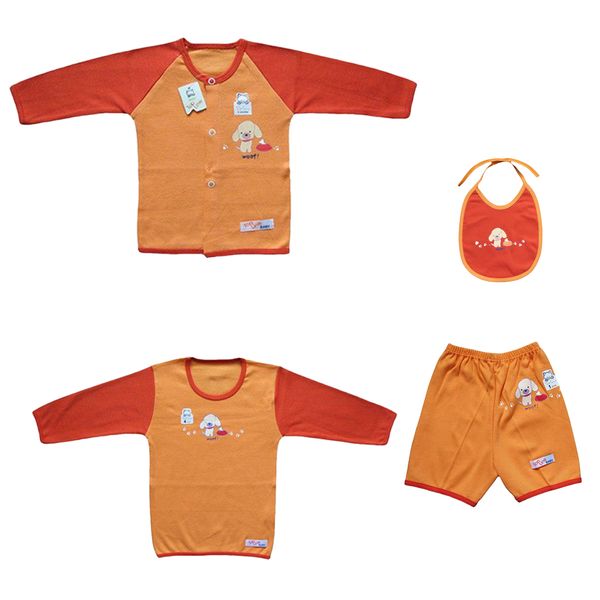 ست 4 تکه لباس نوزادی تاپ لاین کد DB01 رنگ نارنجی