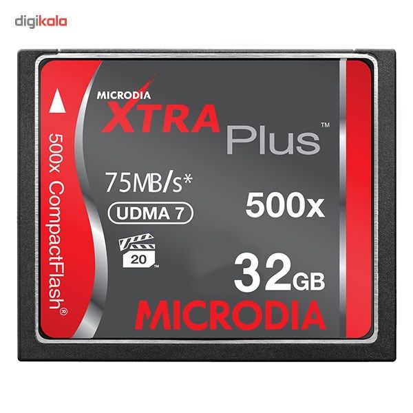 کارت حافظه CompactFlash مایکرودیا مدل Xtra Plus سرعت 500X 75MBps ظرفیت 32 گیگابایت