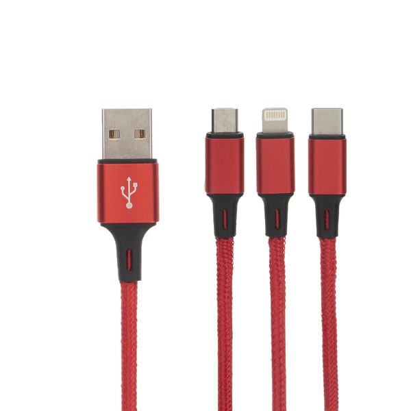  کابل تبدیل USB به لایتنینگ/microUSB/USB-C اسکای دلفین مدل S63E طول 1.2 متر 