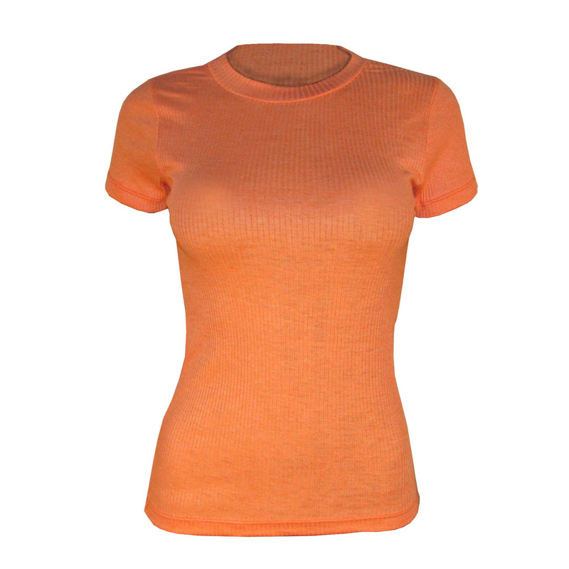 تی شرت آستین کوتاه زنانه مدل نخ کبریتی رنگ نارنجی
