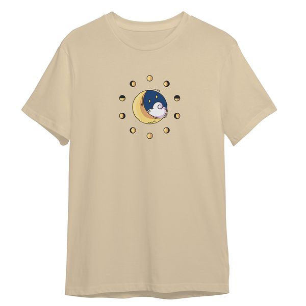 تی شرت آستین کوتاه زنانه مدل ماه و ابر کد 0774 رنگ کرم