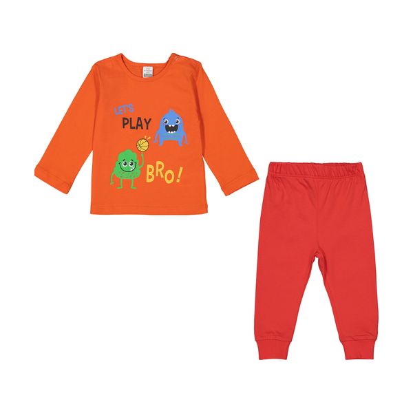 ست تی شرت و شلوار نوزادی پسرانه ال سی وایکیکی مدل W175774Z1-KG1-BRIGHTORANGE