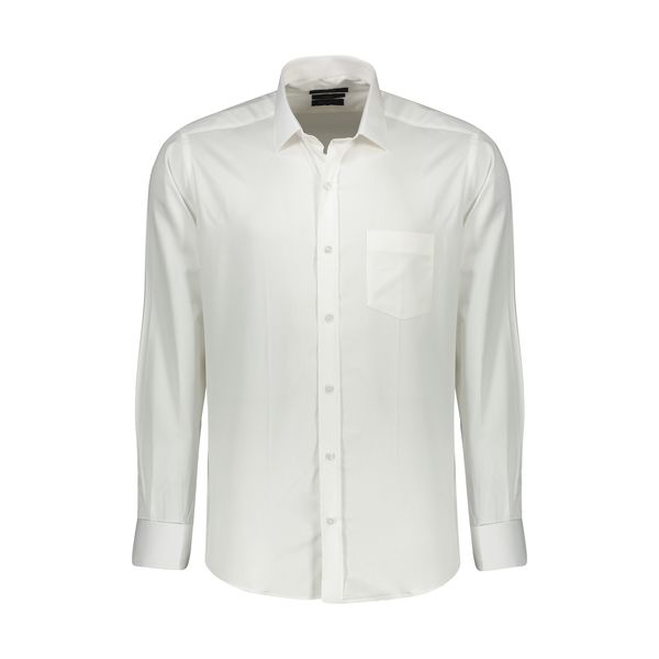 پیراهن آستین بلند مردانه ایکات مدل PST1152339 رنگ سفید