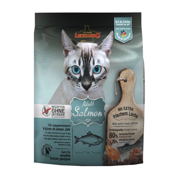 غذای خشک گربه بالغ لئوناردو مدل Adult Salmon GF بدون غلات با طعم ماهی وزن 1800 گرم 