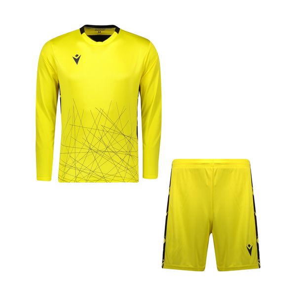 ست تی شرت و شلوارک ورزشی مردانه مکرون مدل لاتزیو رنگ زرد