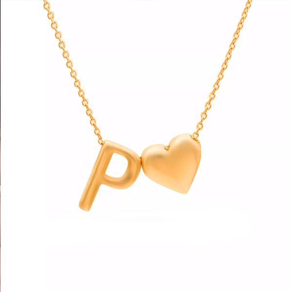 گردنبند طلا 18 عیار زنانه گالری روبی مدل حروف P و قلب