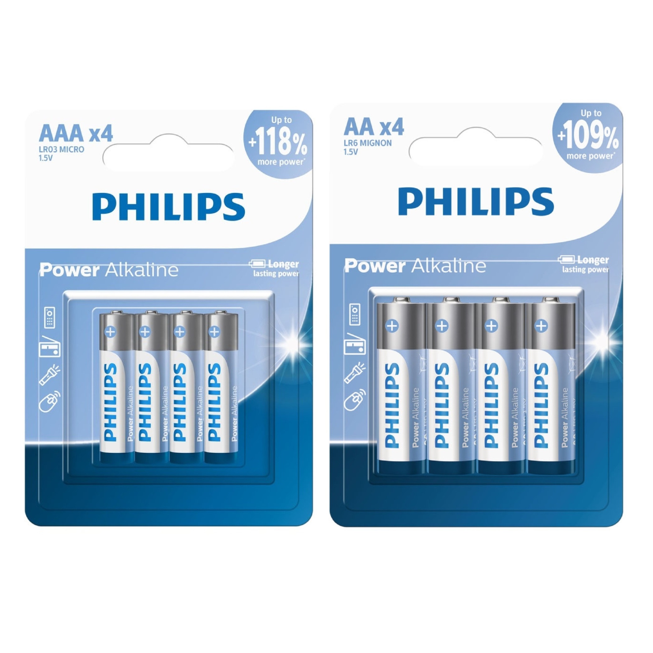 باتری قلمی و نیم قلمی فیلیپس مدل Power Alkaline بسته هشت عددی