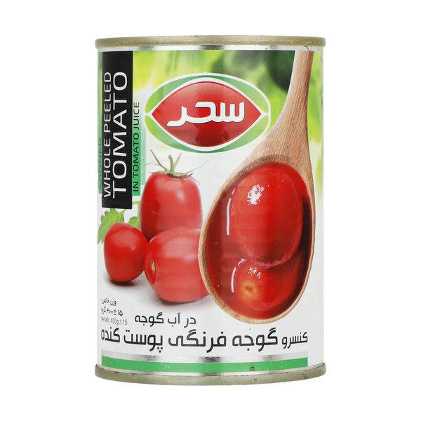 کنسرو گوجه فرنگی قطعه قطعه شده سحر - 400 گرم