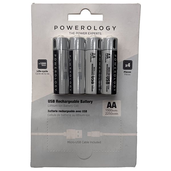 باتری قلمی قابل شارژ پاورولوجی مدل PRUBAA4 بسته چهار عددی
