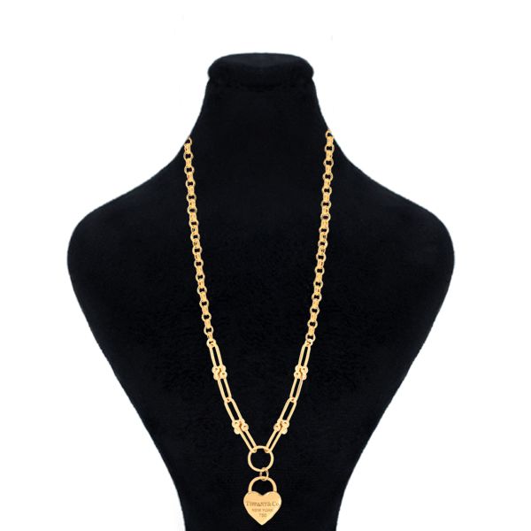 گردنبند طلا 18 عیار زنانه ماوی گالری مدل رولو و تیفانی آویز قلب 3