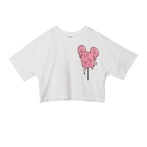 تی شرت آستین کوتاه دخترانه جی بی جو مدل کراپ Minnie Mouse کد 3069