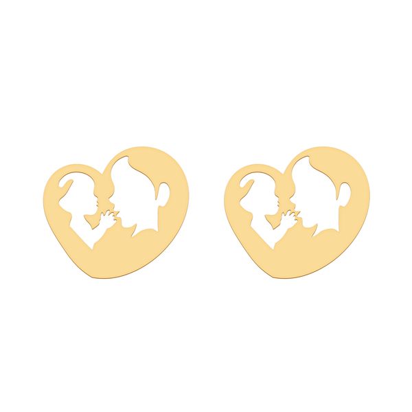 گوشواره طلا 18 عیار زنانه شمیم گلد گالری مدل قلب مادر و کودک G239